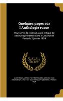 Quelques Pages Sur L'Anthologie Russe