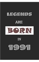 Legends Are Born in 1991: Birthday Gift Notebook, Journal For Best Friends And Family, Lined (6×9) 120 Pages.
