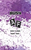 Busy AF Weekly Planner 2020-2021: Large Format Weekly and Yearly, 2 Years Weekly Planner. daily and Monthly Organizer - January 1, 2020 to December 31, 2021 (Purple Watercolor splash