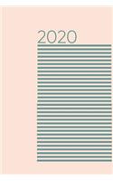 2020: Minimalist Monthly and Weekly Planner for the Year with Modern Stripes Cover Design in Blush and Teal