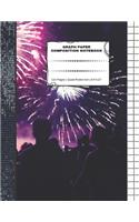 Graph Paper Composition Notebook: 110 Pages - Quad Ruled 4x4 - 8.5" x 11" Fireworks Large Notebook with Grid Paper - Math Notebook For Students