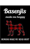 Basenjis Make Me Happy Humans Make My Head Hurt: Dog Breed Notebook 2020 Monthly Planner Dated Journal 8" x 10" 110 pages