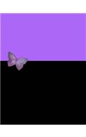 Purple and Black Composition Notebook: College Ruled (7.44 X 9.69) Two Color Block Butterfly Book