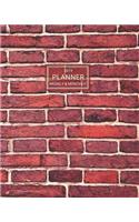 2019 Planner: Weekly and Monthly Agenda/Calendar Jan 2019 - Dec 2019 Bold Red Brick Pattern