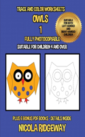 Trace and color worksheets (Owls 1)