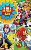3 in 1 Mario Sonic Pokemon Coloring Book