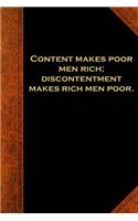 Ben Franklin Quote Journal Content Poor Men Rich Vintage Style: (Notebook, Diary, Blank Book)