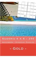 Sudoku 6 X 6 - 250 Neighbors - Diagonal Puzzles - Gold