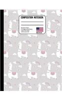 Composition Notebook 5x5 Graph Paper: Cute Llama & Rainbows Back to School Composition Book for Teachers, Students, Kids and Teens