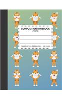 Composition Notebook Tigers: Zoo / Wild / Farm Animals Book Cover Blue Green Color 7.44"x9.69" 110 Pages Extra Wide Ruled Paper School Supplies(8 Animals Composition Book)