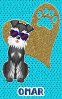 Schnauzer Life Omar: College Ruled Composition Book Diary Lined Journal Blue