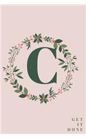 Monogram Initial Letter C Notebook with Rose Pink Floral Journal for Women, Girls Birthday Gift and School: Lined Notebook / Journal Gift, 120 Pages, 6x9, Soft Cover, Matte Finish