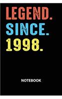 Legend Since 1998 Notebook: Birthday Year 1998 Gift For Boys And Girls Birthday Gift Idea -Blank Lined Journal