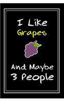 I Like Grapes And Maybe 3 People: Notebook And Journal Gift - 120 pages Funny Grapes Blank Lined Journal Notebook Planner