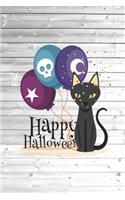 Happy Halloween - Star Skull Moon Cat Balloon Holiday Journal