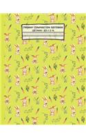 Rabbits Primary Composition Notebook: Rabbit Gifts: Blank Paperback Story Journal or K-2 Notebook for School: Picture Space And Dashed Midline: 8.5" x 11"