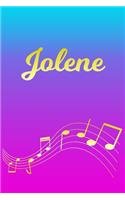 Jolene: Sheet Music Note Manuscript Notebook Paper - Pink Blue Gold Personalized Letter J Initial Custom First Name Cover - Musician Composer Instrument Com