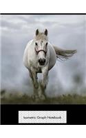 Isometric Graph Notebook: White Horse on the Move 3D Graph Paper Notebook - 8.5 x 11 - 150 pages (75 sheets). Glossy Cover.