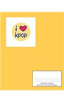 I Love Kpop Composition Notebook, Wide Ruled Paper, 200 Sheets, 9-3/4 X 7-1/2