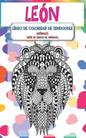 Libro de colorear de Zendoodle - Serie de libros de animales - Animales - León