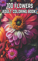 100 Flowers Adult Coloring Book