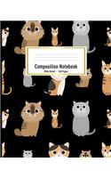 Composition Notebook: Cute Cats Wide Ruled Composition Book