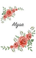 Alysa: Personalized Composition Notebook - Vintage Floral Pattern (Red Rose Blooms). College Ruled (Lined) Journal for School Notes, Diary, Journaling. Flo