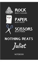 Nothing Beats Juliet - Notebook: Rock - Paper - Scissors - Game Pun - Blank Lined Kawaii Personalized & Customized Name School Notebook / Journal for Girls & Women. Cute Desk Access