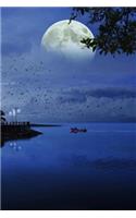 Full Moon Over the Deep Blue Sea Nature Journal: 150 Page Lined Notebook/Diary