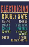 Electrician Hourly Rate 100/HR Minimum,180/HR if You Watch,200/HR if You Help,300/HR if You Worked on It First,499/HR if You Tell Me How to Do My Job