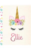 Ellie: Personalized Unicorn Sketchbook For Girls With Pink Name - 8.5x11 110 Pages. Doodle, Sketch, Create!