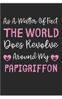 As A Matter Of Fact The World Does Revolve Around My Papigriffon: Lined Journal, 120 Pages, 6 x 9, Papigriffon Dog Gift Idea, Black Matte Finish (As A Matter Of Fact The World Does Revolve Around My Papigriffon Jou