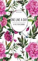 One Line a Day: A Five Year Journal: Watercolor Peonies 1: 8.5" X 11" Five Year Journal: Undated and Lined Journal(1 Watercolor Peonies)
