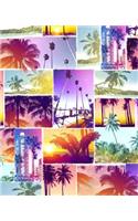Miami Beach Tropical Notebook: Blank Lined Composition Notebook 75 Sheets / 150 Pages 7.5 x 9.25 inch .
