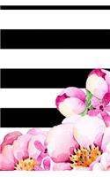 2019 Daily Planner Black White Stripes Watercolor Floral Corner 384 Pages