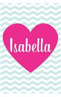 Isabella: Personalized Name Blue and White Chevron Zigzag Pattern Composition Notebook Journal for Girls and Women