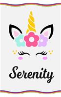 Serenity: Personal Notebook Personal Diary Unicorn Notebook Personalized Journal Customized Journal Unicorn Lover Gift Personal Name Notebook