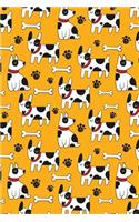 Journal Notebook Dogs and Bones Pattern On Orange: 110 Page Plain Blank Journal For Drawing, Writing, Doodling In Portable 6 x 9 Size(4 My Favorite Plain Journal)