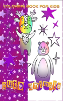 Coloring book for kids, cute animals,