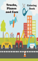 Trucks, Planes and Cars Coloring Book