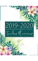 2019-2020 Teacher Planner: Undated Monthly and Weekly Calendar for For Productivity Time Management(5 2019 2020 Year Monthly Teacher Organizer Planner)