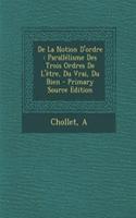 De La Notion D'ordre