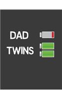 Dad Twins: Funny Father of Twins Low Battery Gift - Adoption Journal - Pink - 8.5X11 - 120 Pages