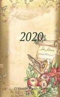 Large Print - 2020 - 15 Months Weekly Planner - Victorian Christmas - Holiday Music Trombone with Festive Greenery: January 2020 thru March 2021 - 15 Months Daily Dated Agenda Calendar Notebook