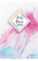 Daily Planner 2020: Watercolor Artist 365 Day Daily Planner for Year 2020 6"x9" Everyday Organizer 52 Weeks Monday to Sunday Pink Blue Paint Splash Life Plan Academic S