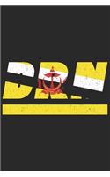Brn: Brunei Notizbuch mit punkteraster 120 Seiten in weiß. Notizheft mit der Brunei Flagge