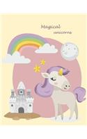 Magical unicorns: Cute unicorn on cream cover and Lined pages, Extra large (8.5 x 11) inches, 110 pages, White paper