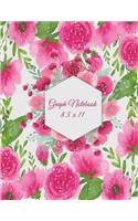 Graph Notebook 8.5 x 11: Floral Design, 1/4" Inch Graph Paper Large Print 8.5" x 11" Blank Quad Ruled, Blank Graph Paper Composition Books