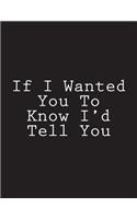 If I Wanted You To Know I'd Tell You