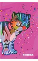 Notebook: Cute Pink Cat Lined Journal for Cat Lovers: Cool Artistic Cat Cover with Unique Customized Interior Pages